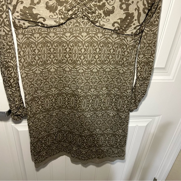 Athleta Gray Brown Hot Creek Burnout Ruched Long Sleeve Mini Dress Size LargeP - Picture 4 of 10
